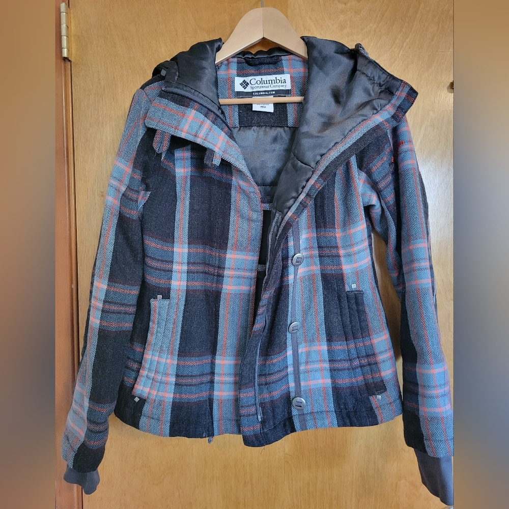 Columbia plaid hooded jacket